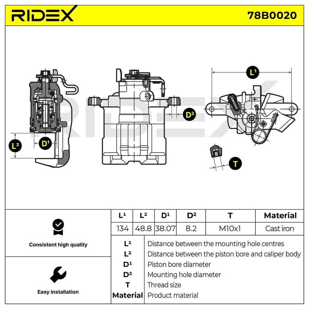 Pinza de freno RIDEX 78B0020