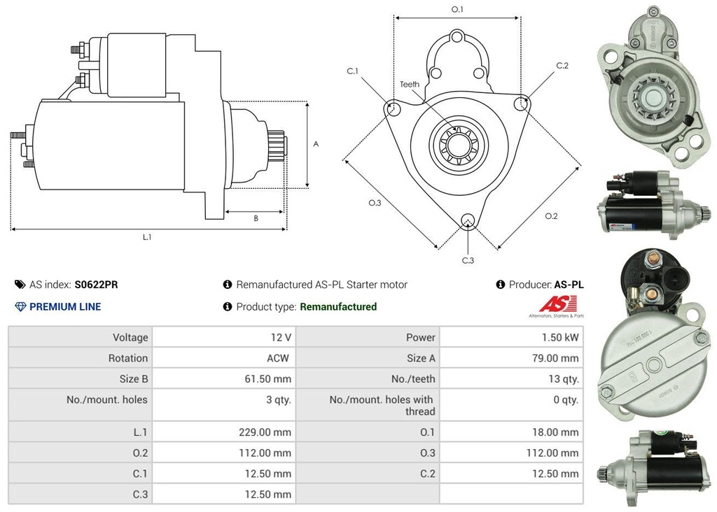 Motor de arranque AS-PL S0622PR
