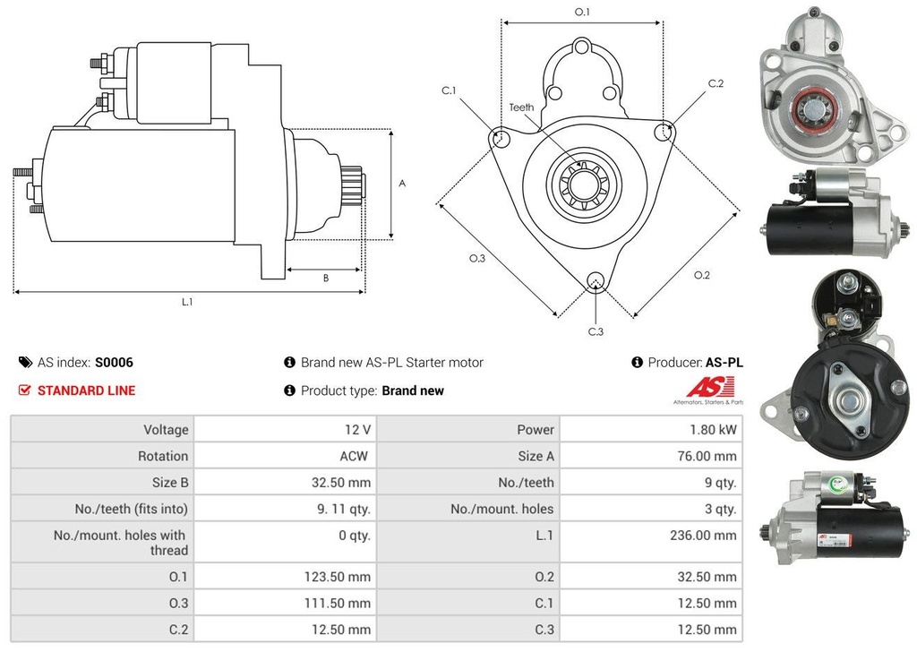 Motor de arranque AS-PL S0006