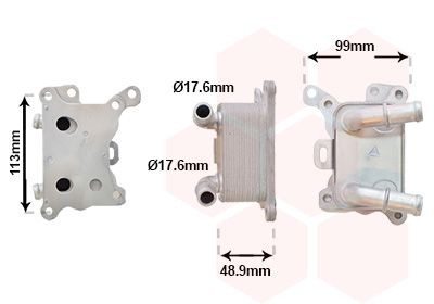 Radiador de aceite, aceite motor VAN WEZEL 33013702