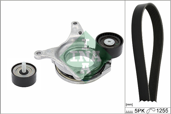 Juego de polea tensora y correa trapecial poli V INA 529 0544 10