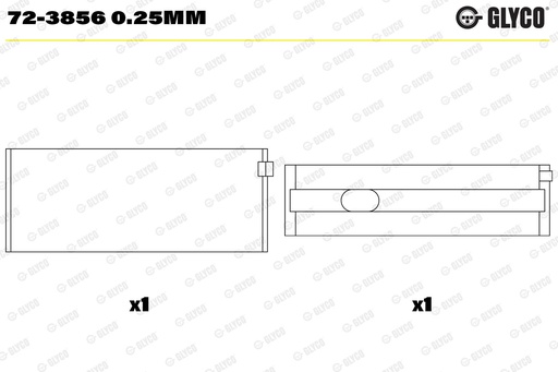 [723856025mm] Juego de cojinetes de cigüeñal GLYCO 72-3856 0.25mm