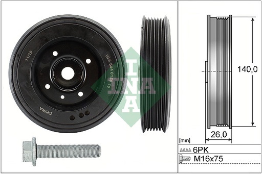 [544015820] Kit poleas, cigüeñal INA 544 0158 20
