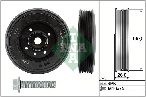 Kit poleas, cigüeñal INA 544 0158 20