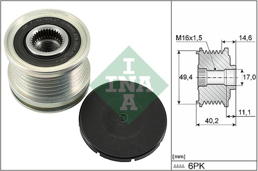[535012410] Rueda libre alternador INA 535 0124 10