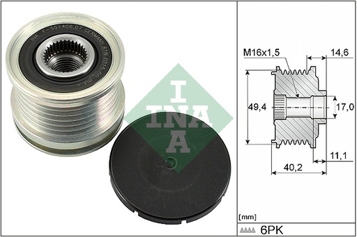 Rueda libre alternador INA 535 0124 10